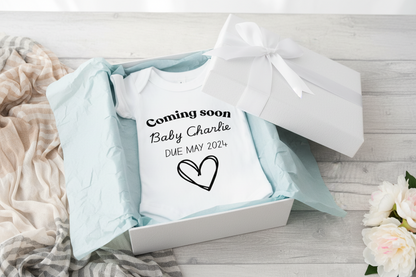 Personalisable Coming Soon Baby Grow