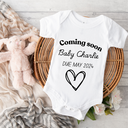 Personalisable Coming Soon Baby Grow